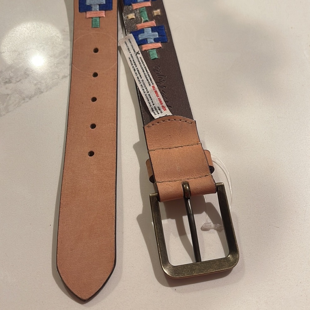 NWOT Free People High Summer
Embroidered Neutral Tan Bohemian
Leather Belt - Picture 4 of 9